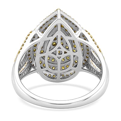 D'Joy Yellow Diamond 1.00 ctw Radiance Ring in Rhodium Over Sterling Silver (Size 6.0)