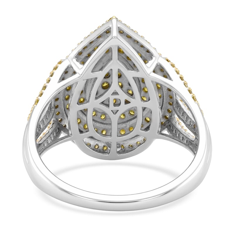 D'Joy Yellow Diamond 1.00 ctw Radiance Ring in Rhodium Over Sterling Silver (Size 6.0)