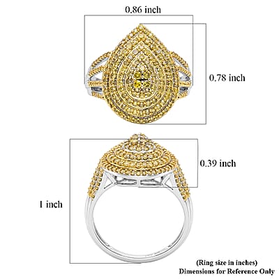 D'Joy Yellow Diamond 1.00 ctw Radiance Ring in Rhodium Over Sterling Silver (Size 6.0)