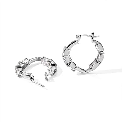 EverTrue Simulated Diamond Hoop Earrings in Stainless Steel