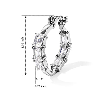 EverTrue Simulated Diamond Hoop Earrings in Stainless Steel