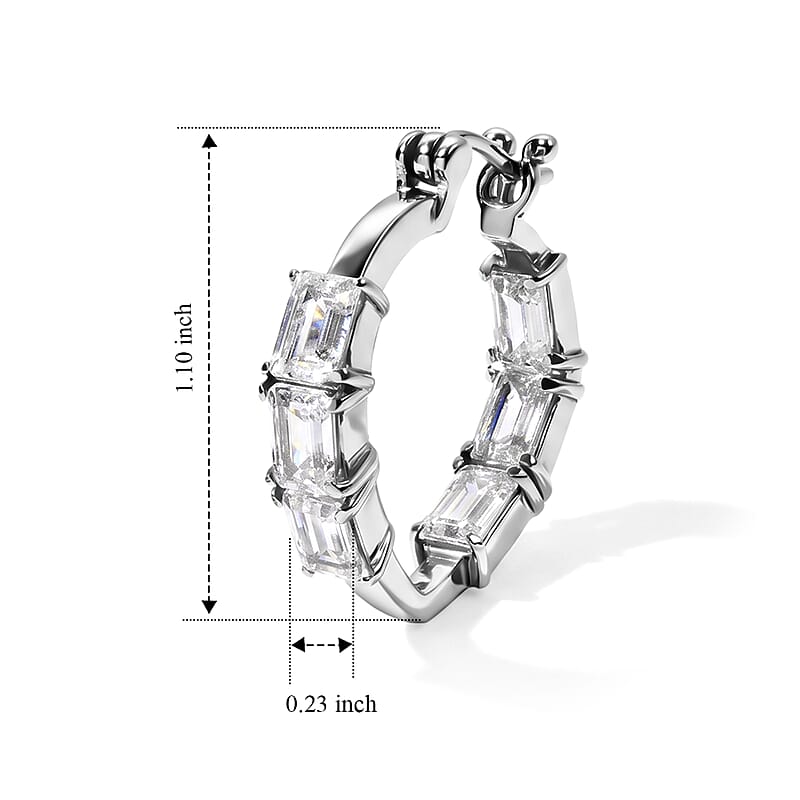 EverTrue Simulated Diamond Hoop Earrings in Stainless Steel