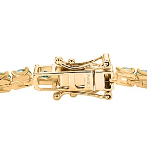 EverTrue Paraiba Apatite 6.85 ctw Timeless Tennis Bracelet in 18K YG Plated (6.50 In) (Ships in 8-10 Days)