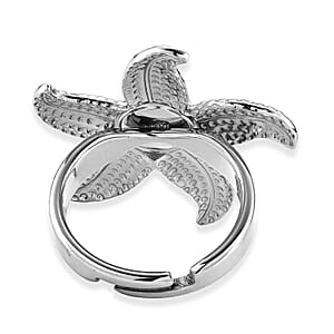 Pearl Starfish Ring in Stainless Steel (Adjustable)