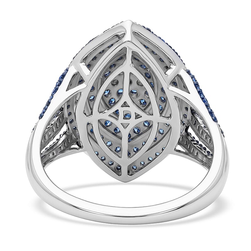 D'Joy Blue Diamond 1.00 ctw Ring in Rhodium Over Sterling Silver (Size 6.0)