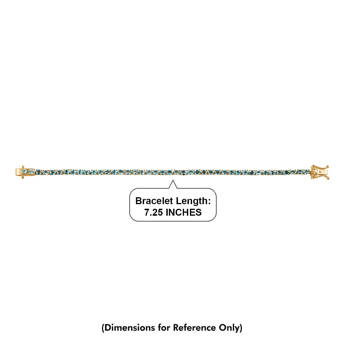 EverTrue Paraiba Apatite 7.65 ctw Timeless Tennis Bracelet in 18K YG Plated (7.25 In) image number 4
