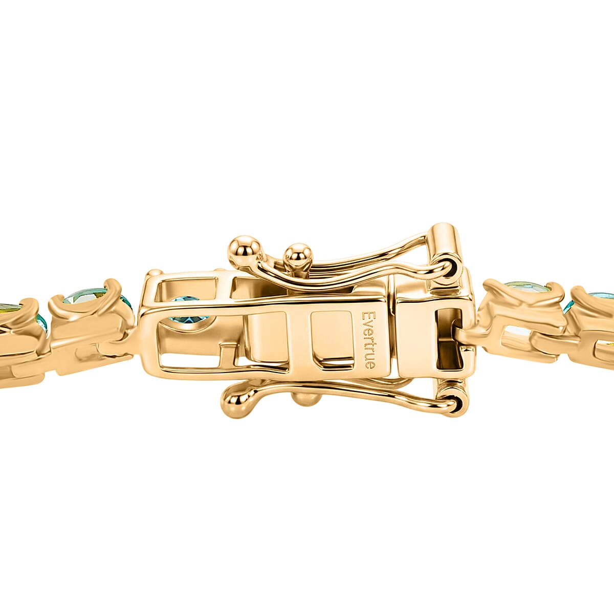 EverTrue Paraiba Apatite 8.50 ctw Timeless Tennis Bracelet in 18K YG Plated (8.00 In) (Ships in 8-10 Days) image number 3
