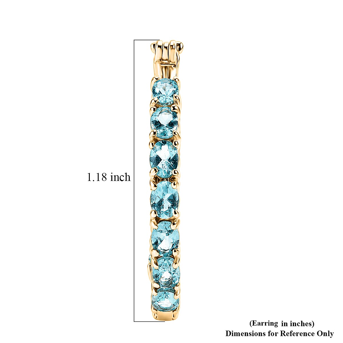 EverTrue Betroka Blue Apatite 4.40 ctw Timeless Hoop Earrings in 18K YG Plated image number 4