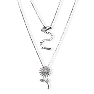 Simulated Diamond Necklace in Silvertone Stainless Steel 18 Inches