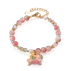 Multi Gemstone 35.00 ctw Beaded Bracelet in Goldtone (6.5-8.5In)