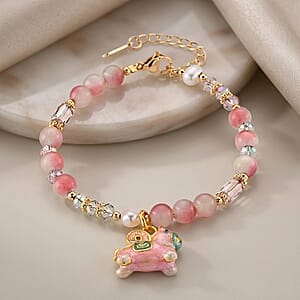 Multi Gemstone 35.00 ctw Beaded Bracelet in Goldtone (6.5-8.5In)