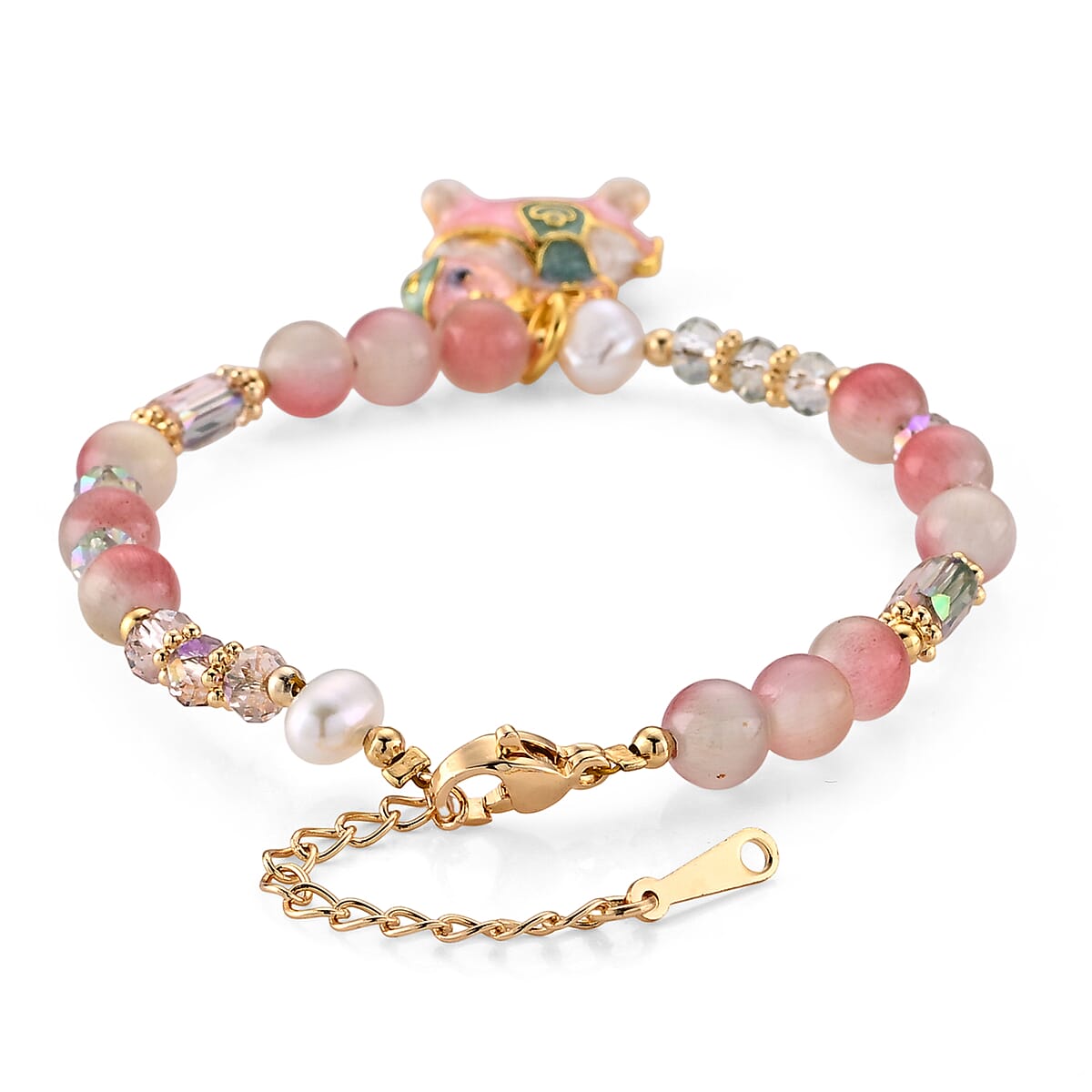Multi Gemstone 35.00 ctw Beaded Bracelet in Goldtone (6.5-8.5In) image number 2