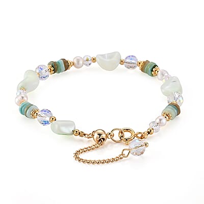 Multi Gemstone 35.00 ctw Beaded Bracelet in Goldtone (6.5-8.5In)