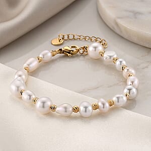 Freshwater Pearl Bracelet in Goldtone (6.5-8.5In)