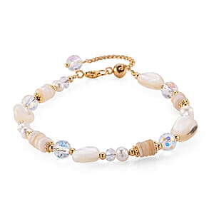 Multi Gemstone 30.00 ctw Beaded Bracelet in Goldtone (6.5-8.5In)