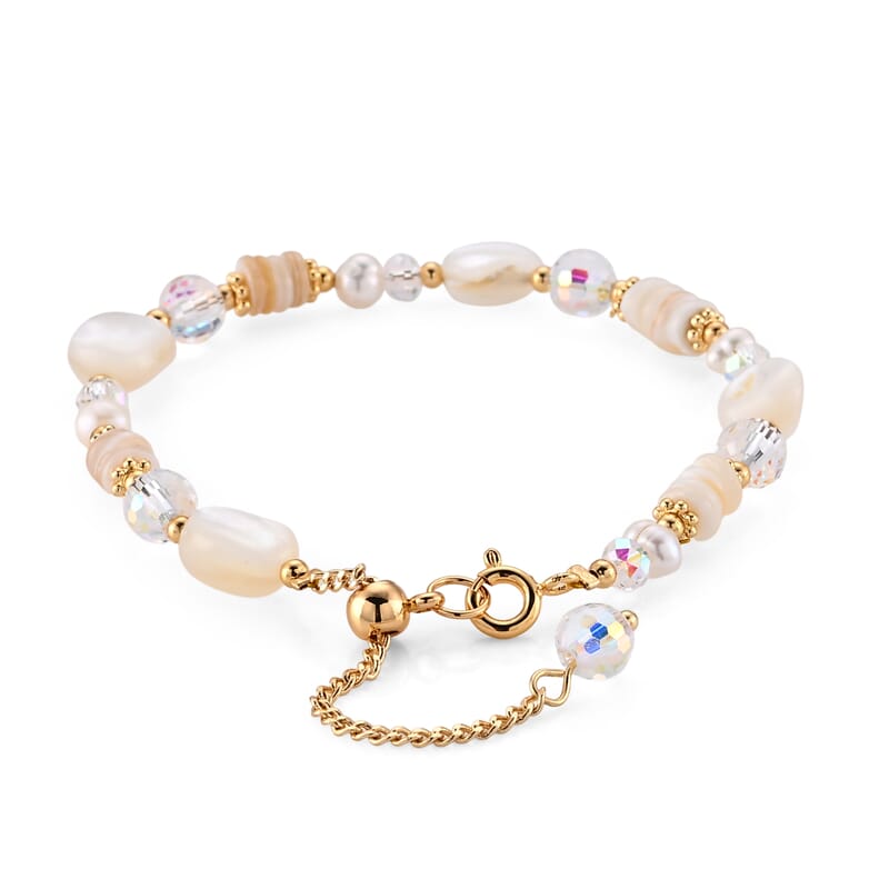 Multi Gemstone 30.00 ctw Beaded Bracelet in Goldtone (6.5-8.5In)