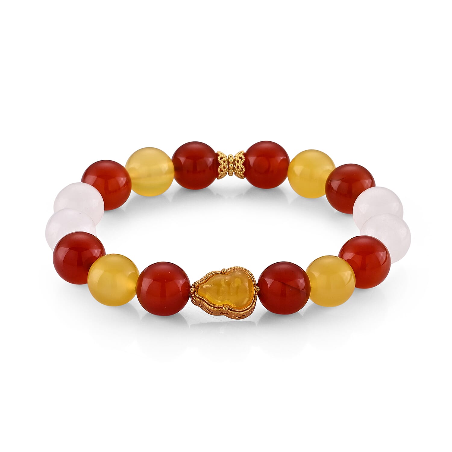 Multi Gemstone 130.00 ctw Beaded Bracelet in Goldtone (6.25-6.75In)