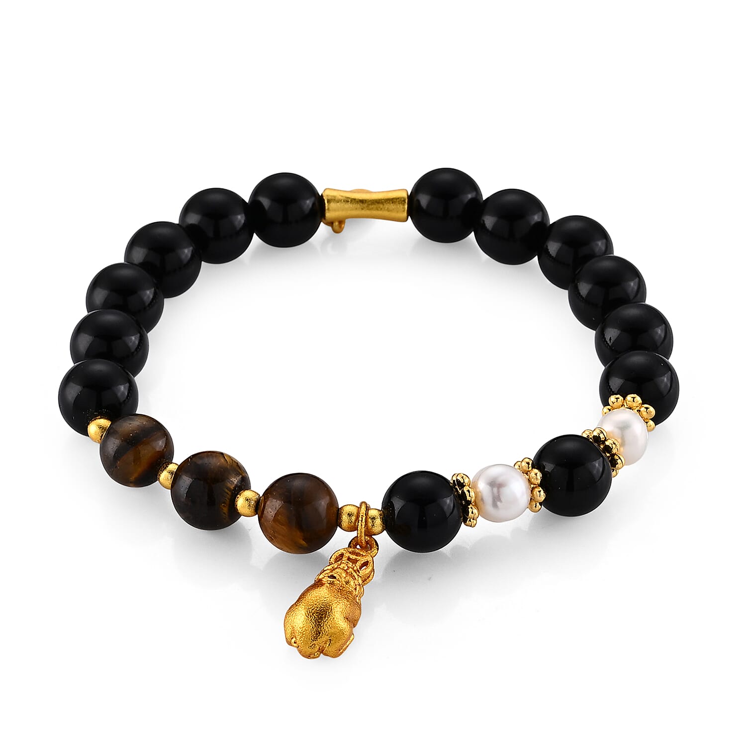 Multi Gemstone 90.00 ctw Beaded Bracelet in Goldtone (6.25-6.75In)