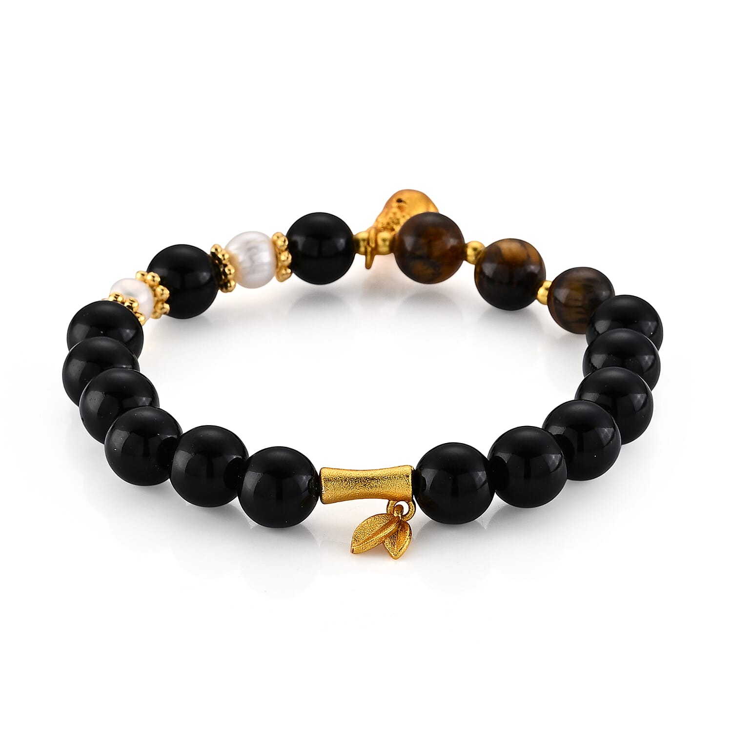 Multi Gemstone 90.00 ctw Beaded Bracelet in Goldtone (6.25-6.75In)