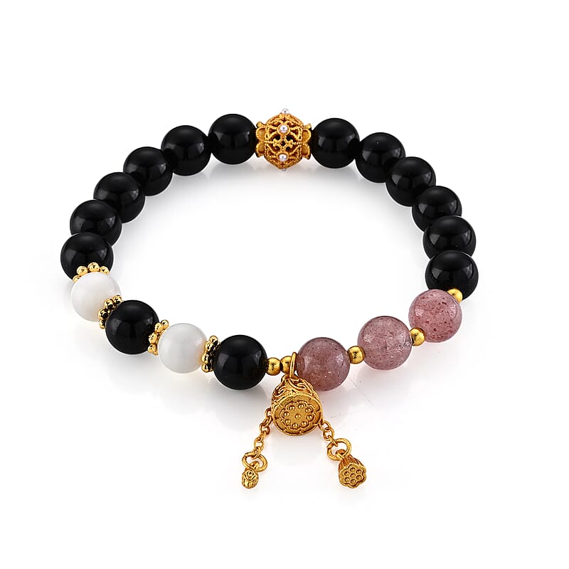 90.00 ctw Multi Gemstone Beaded Bracelet in Goldtone (6.25-6.75In)