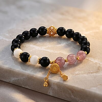 90.00 ctw Multi Gemstone Beaded Bracelet in Goldtone (6.25-6.75In)