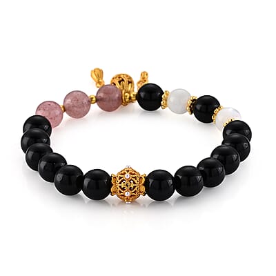 90.00 ctw Multi Gemstone Beaded Bracelet in Goldtone (6.25-6.75In)