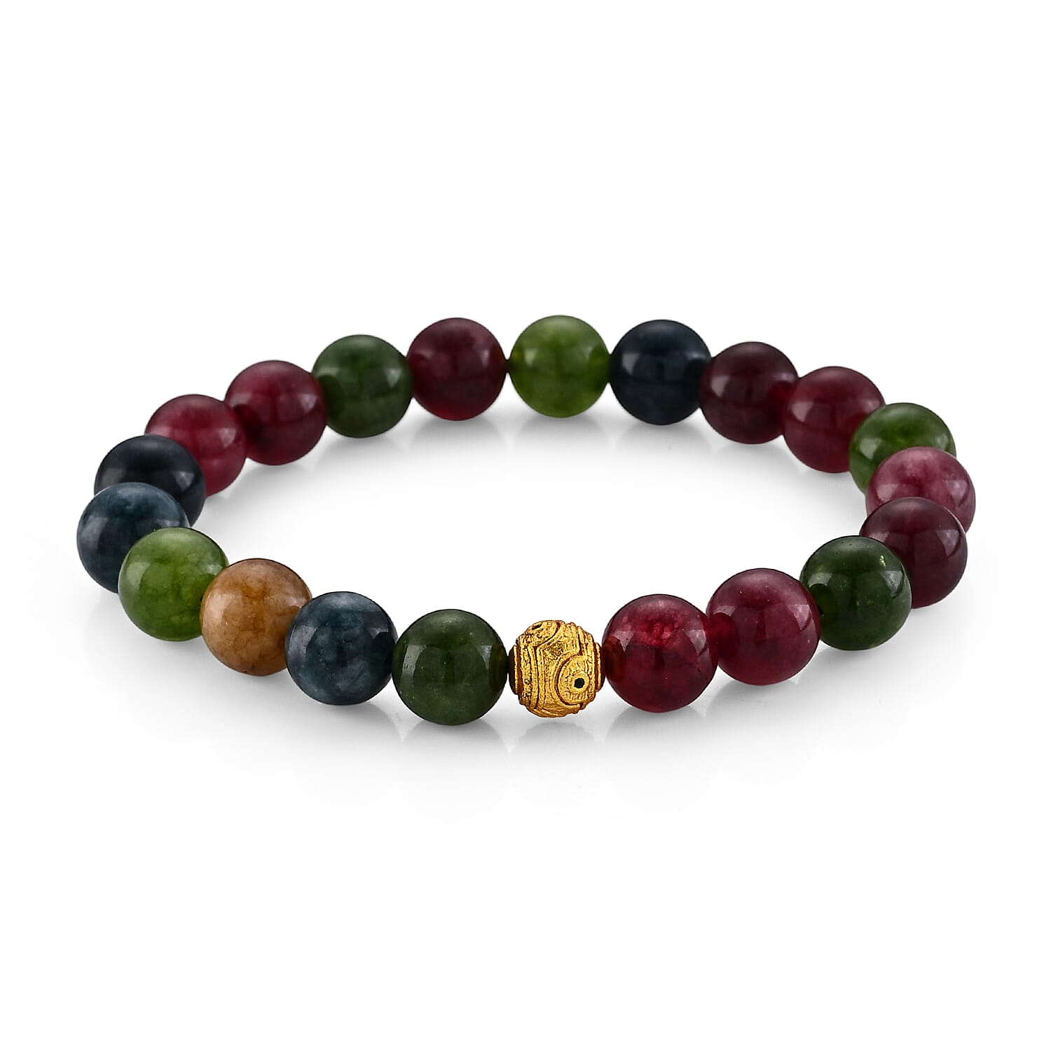 Multi-Tourmaline 80.00 ctw Beaded Bracelet in Goldtone (6.25-6.75In)