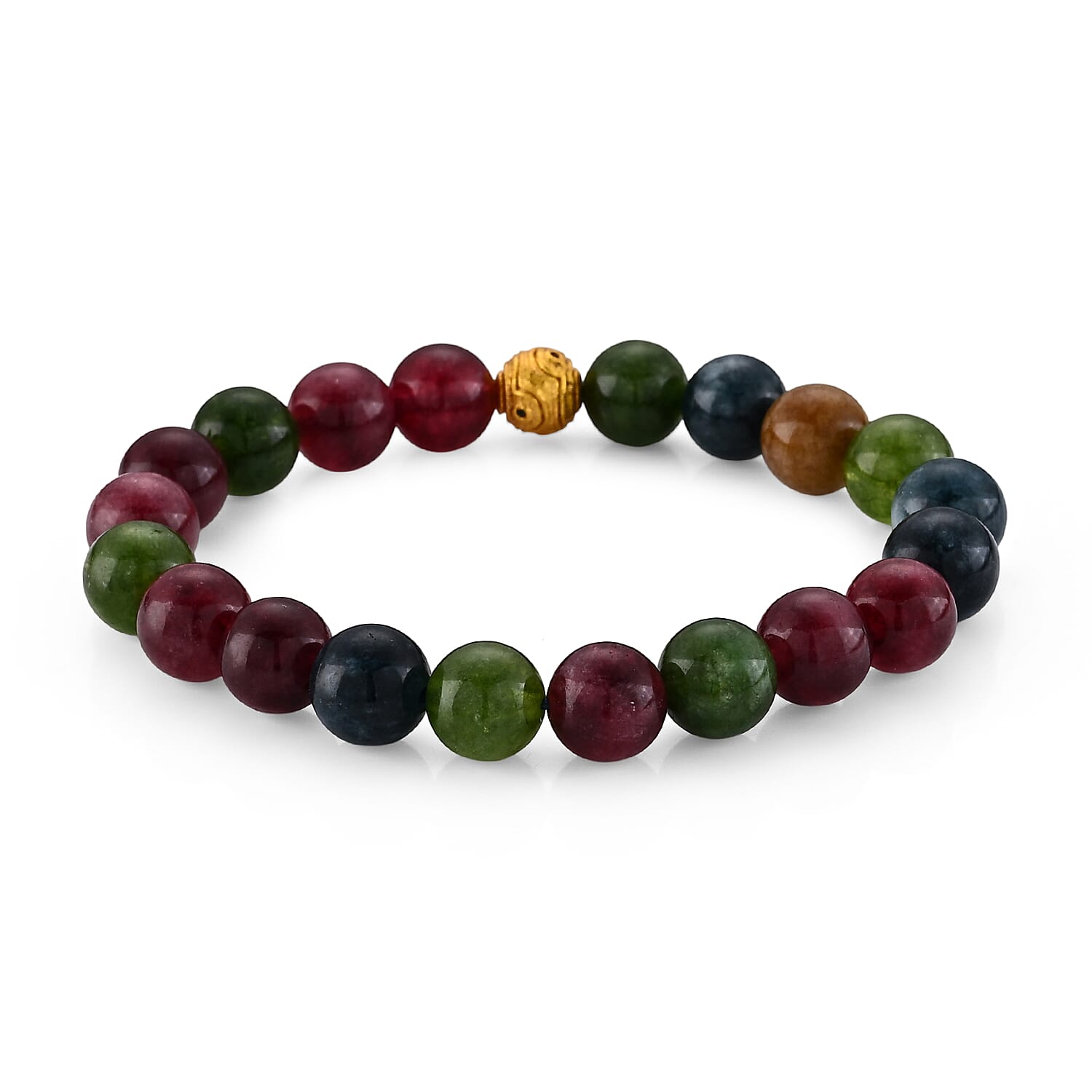 Multi-Tourmaline 80.00 ctw Beaded Bracelet in Goldtone (6.25-6.75In)