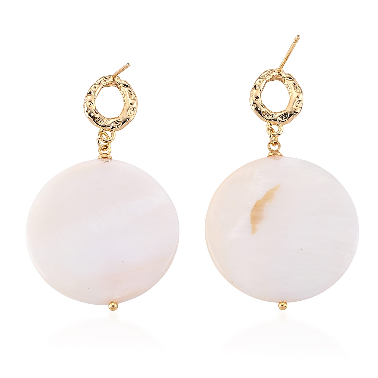 Elongated Drops Shell Earrings in Goldtone