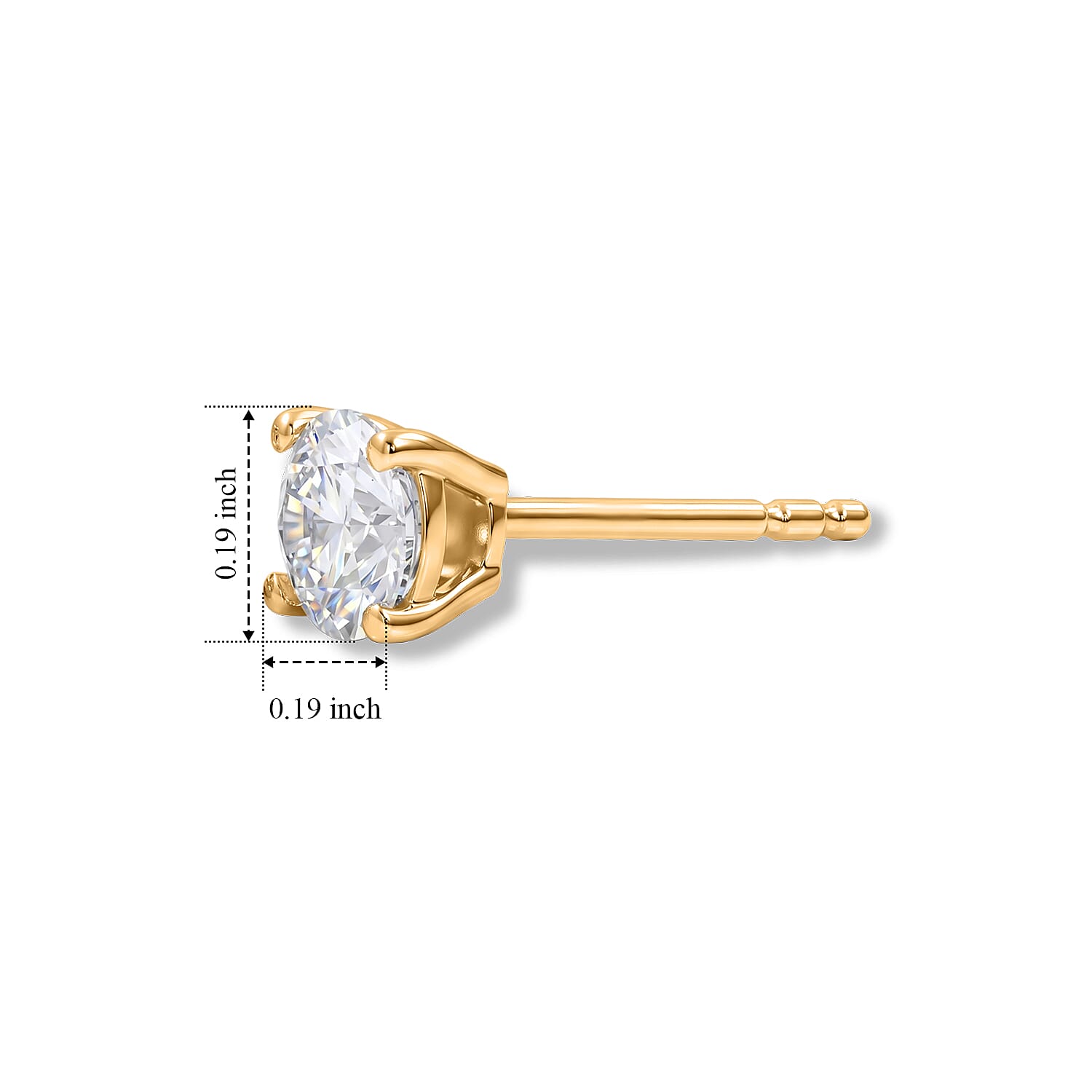 D'Joy Certified Moissanite (D, VVS) 1.00 ctw Solitaire Stud Earrings in 18K YG Plated Sterling Silver (Ships in 8-10 Days)