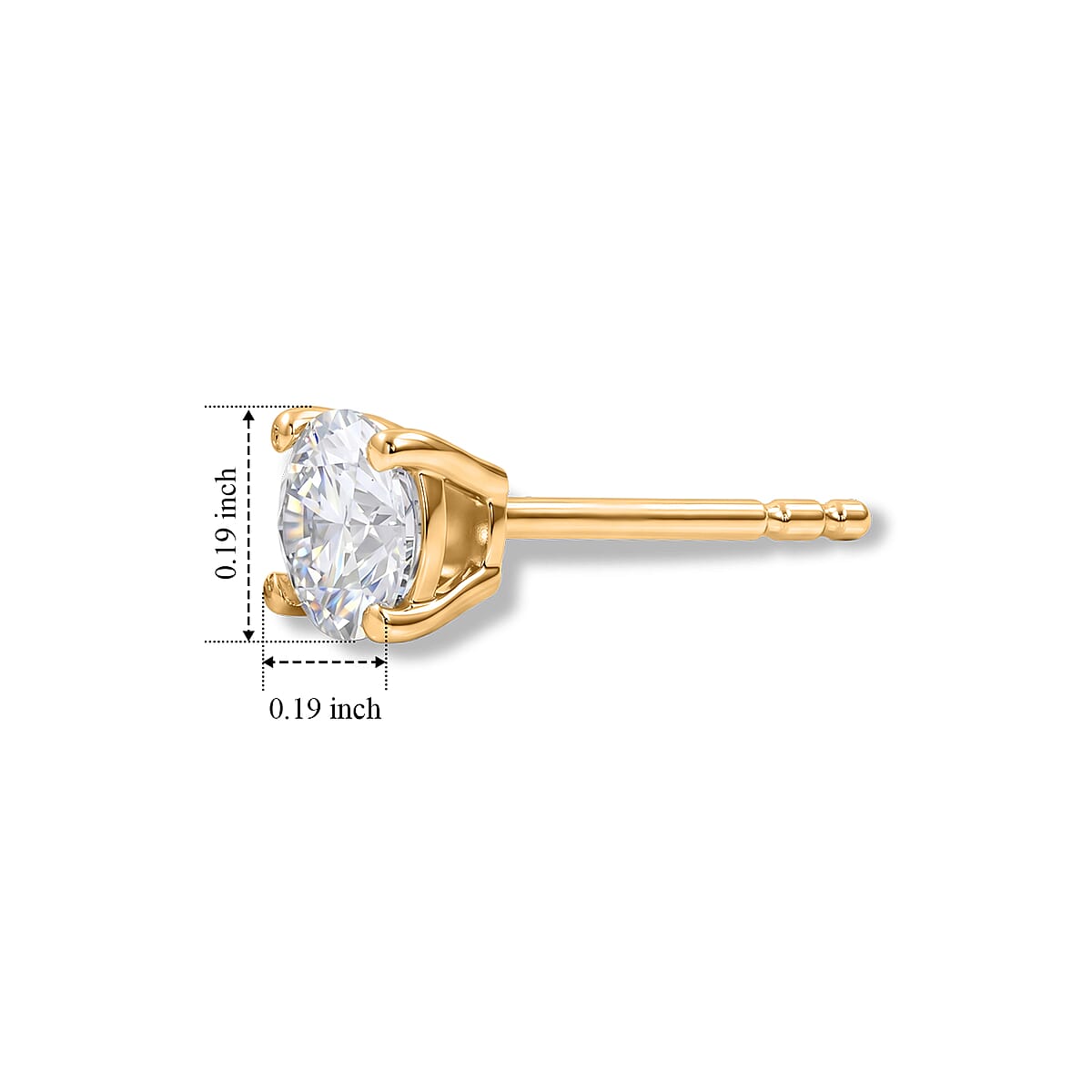 D'Joy Certified Moissanite (D, VVS) 0.80 ctw Solitaire Earrings in 18K YG Plated Sterling Silver image number 2