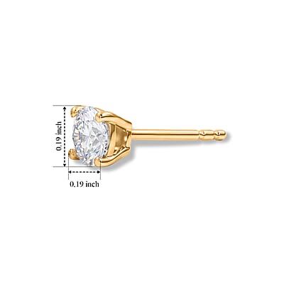D'Joy Certified Moissanite (D, VVS) 1.00 ctw Solitaire Stud Earrings in 18K YG Plated Sterling Silver