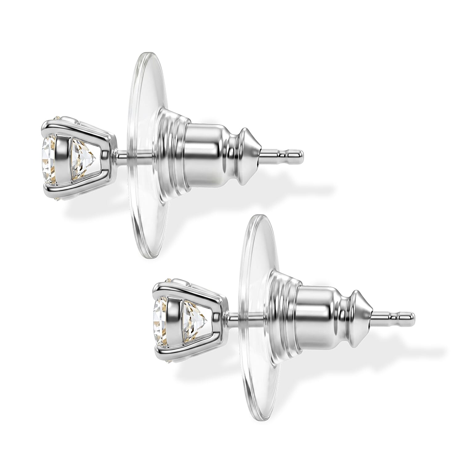 D'Joy Certified Moissanite D VVS 1.10 ctw Solitaire Stud Earrings in Platinum Over Sterling Silver