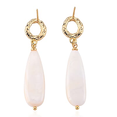 Elongated Drops Shell Earrings in Goldtone
