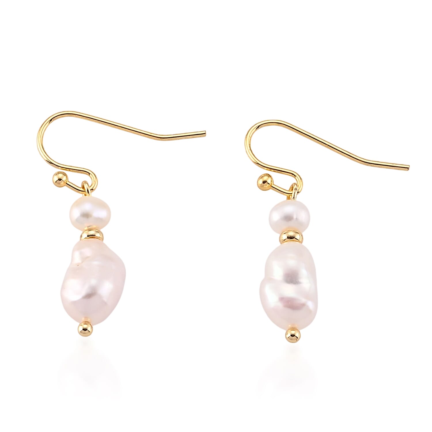 Fresh Water Pearl Drop Earrings in Goldtone