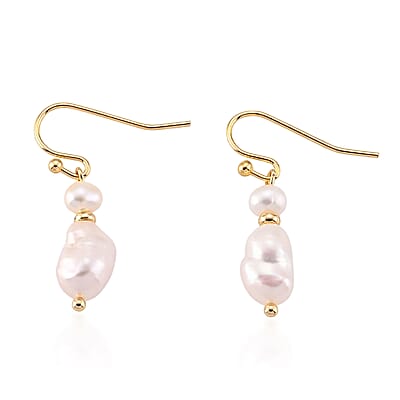 Fresh Water Pearl Drop Earrings in Goldtone