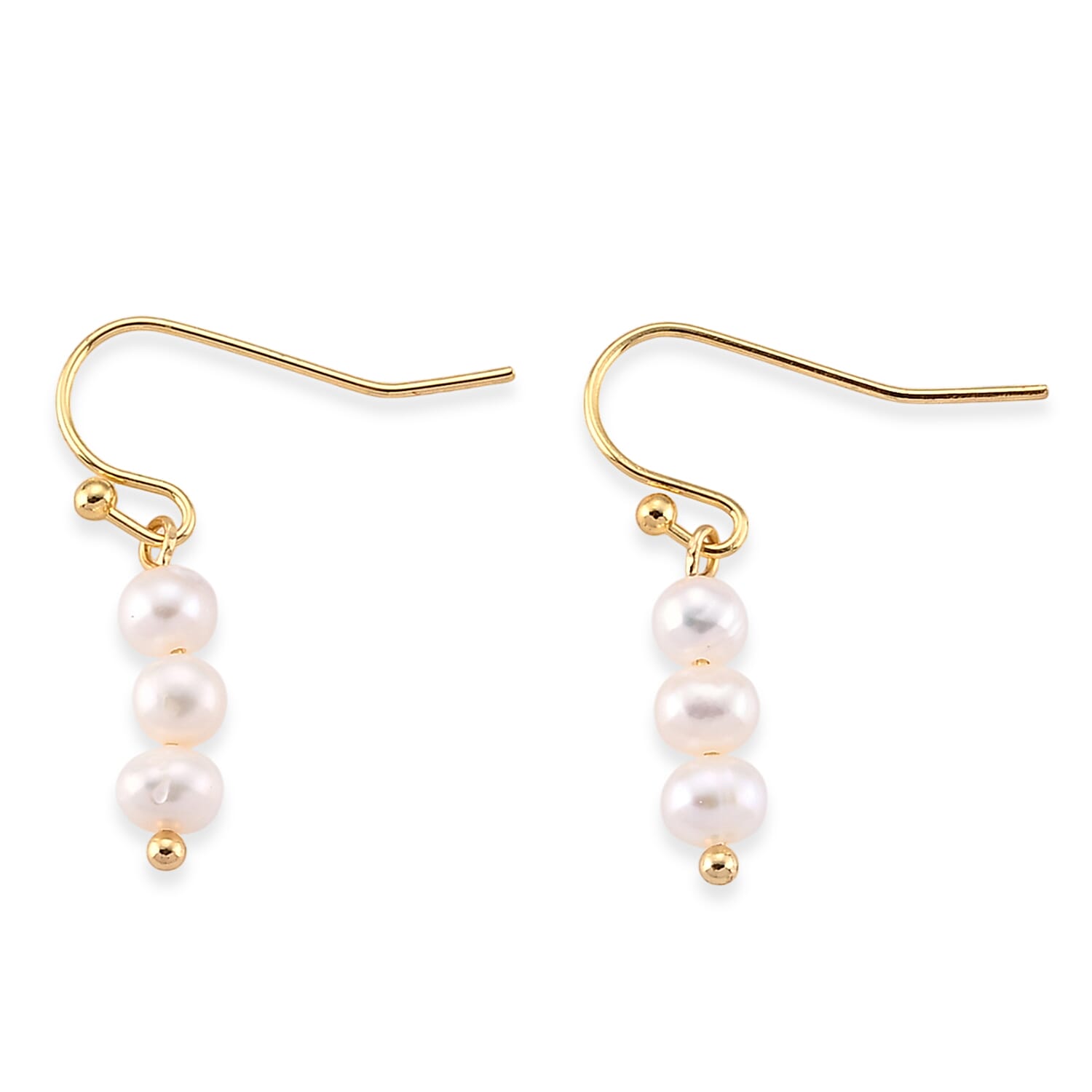 Fresh Water Pearl Drop Earrings in Goldtone