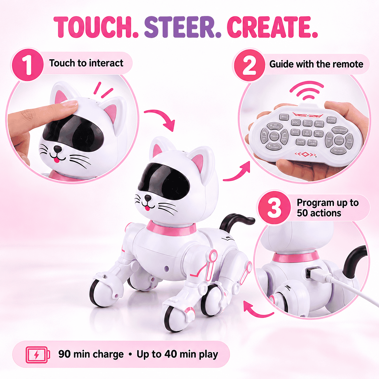 Remote Contral Touchable Multi-Functional Toy Dog - Gold