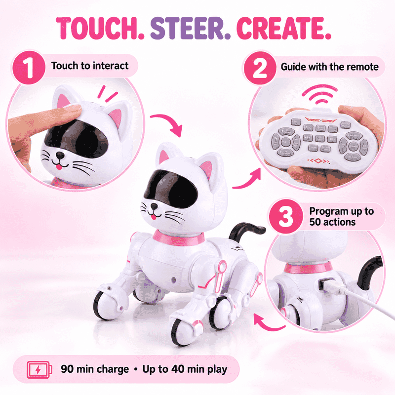 Remote Contral Touchable Multi-Functional Toy Dog - Gold