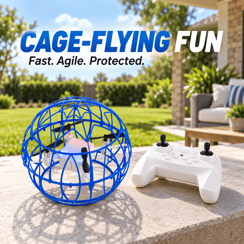 Football Flying Vehicle Quadcopter Drone Remote Contral Toy with Screwdriver - Blue