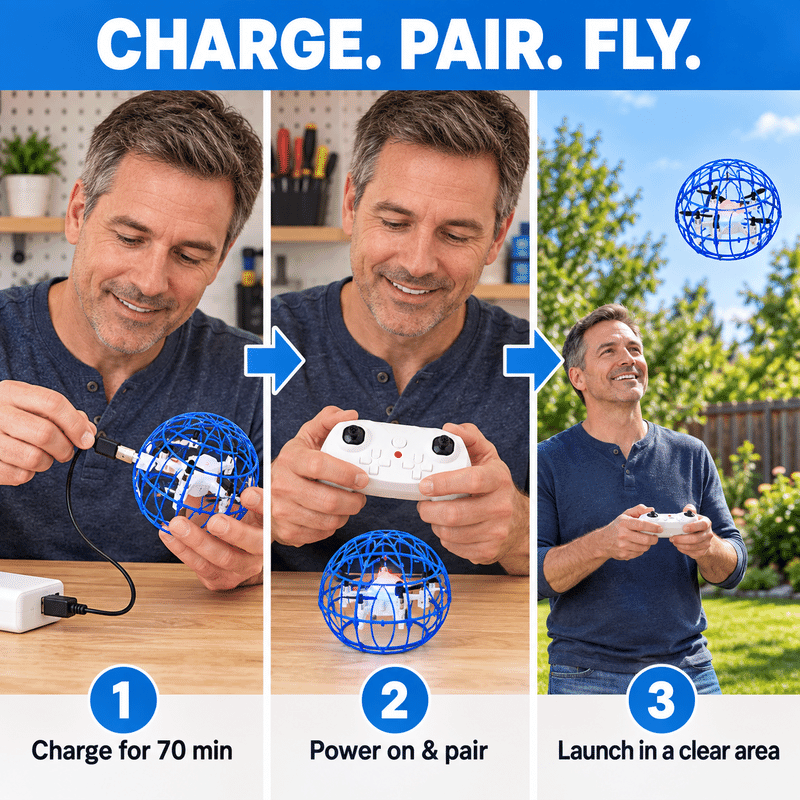 Football Flying Vehicle Quadcopter Drone Remote Contral Toy with Screwdriver - Blue