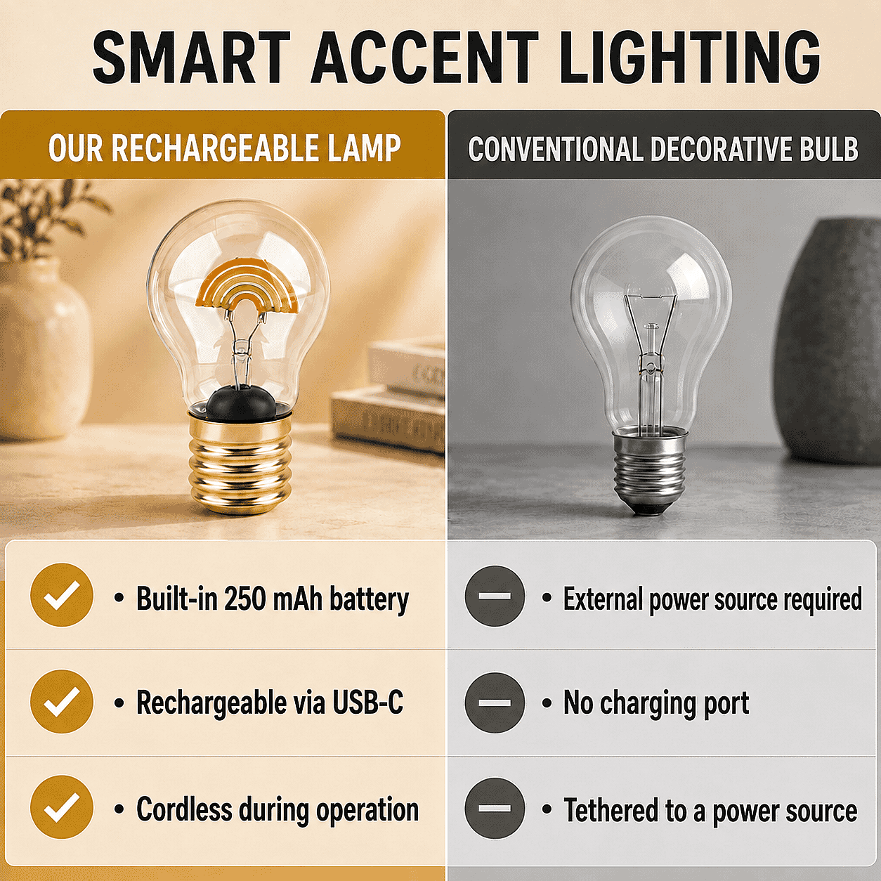 Livmore Rainbow Rechargeable Decorative LED Light Blub