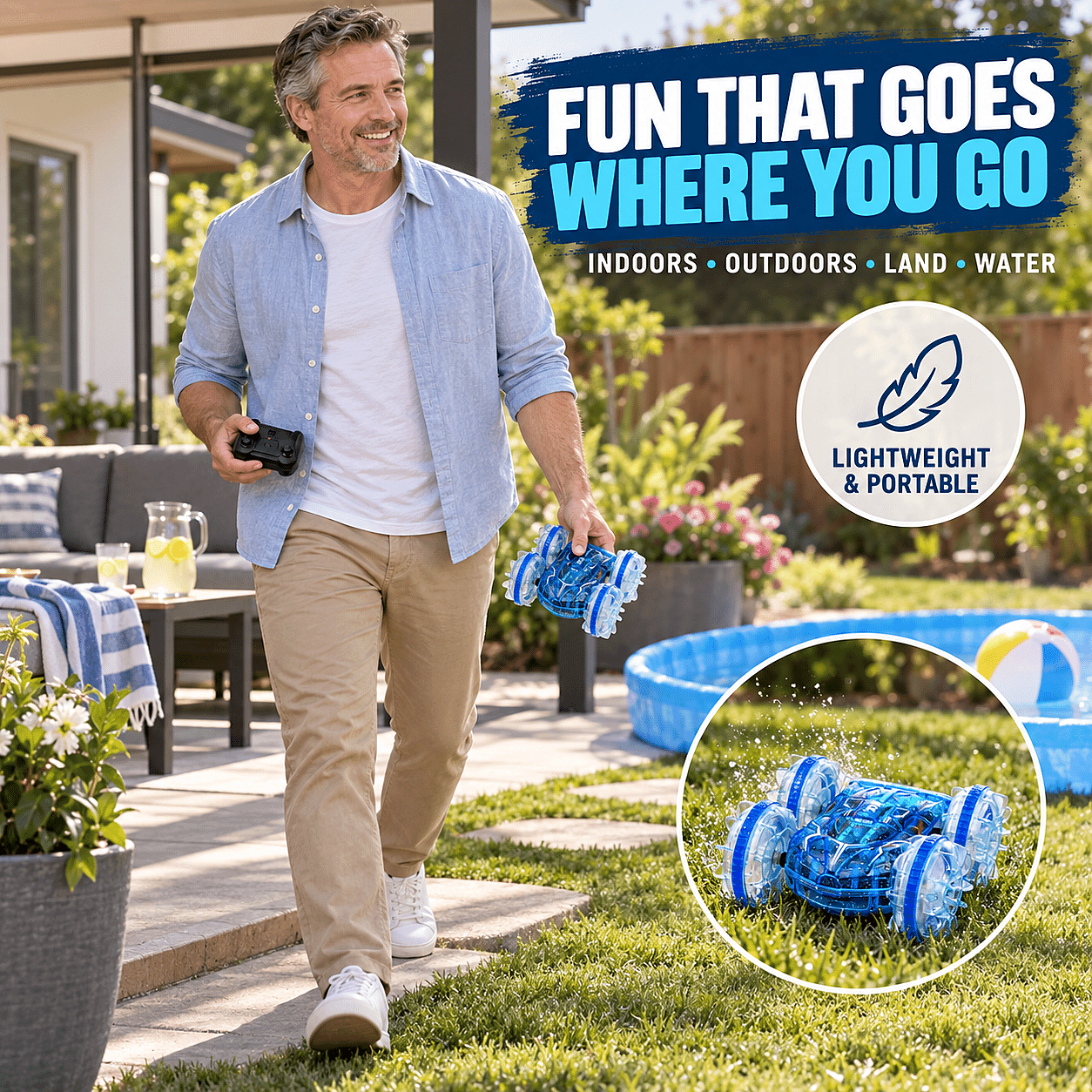Amphibious Remote-Control Car with Screwdriver -Blue