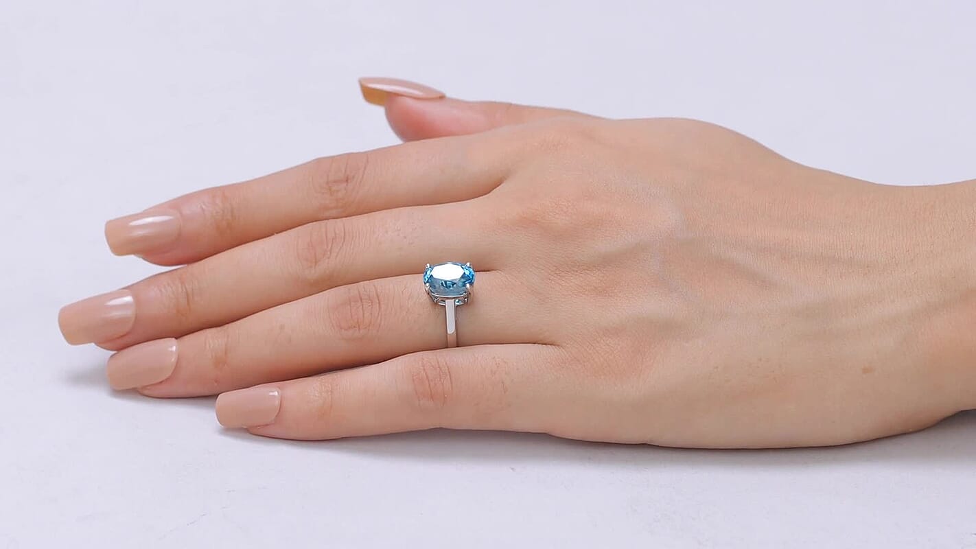 Rhapsody 950 Platinum AAAA Cambodian Blue Zircon Solitaire Ring (Size 6.0) (6.45 g) 8.00 ctw