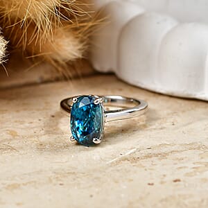 Rhapsody AAAA Cambodian Blue Zircon 8.00 ctw Classic Ring in 950 Platinum (Size  6.0)  6.25 Grams