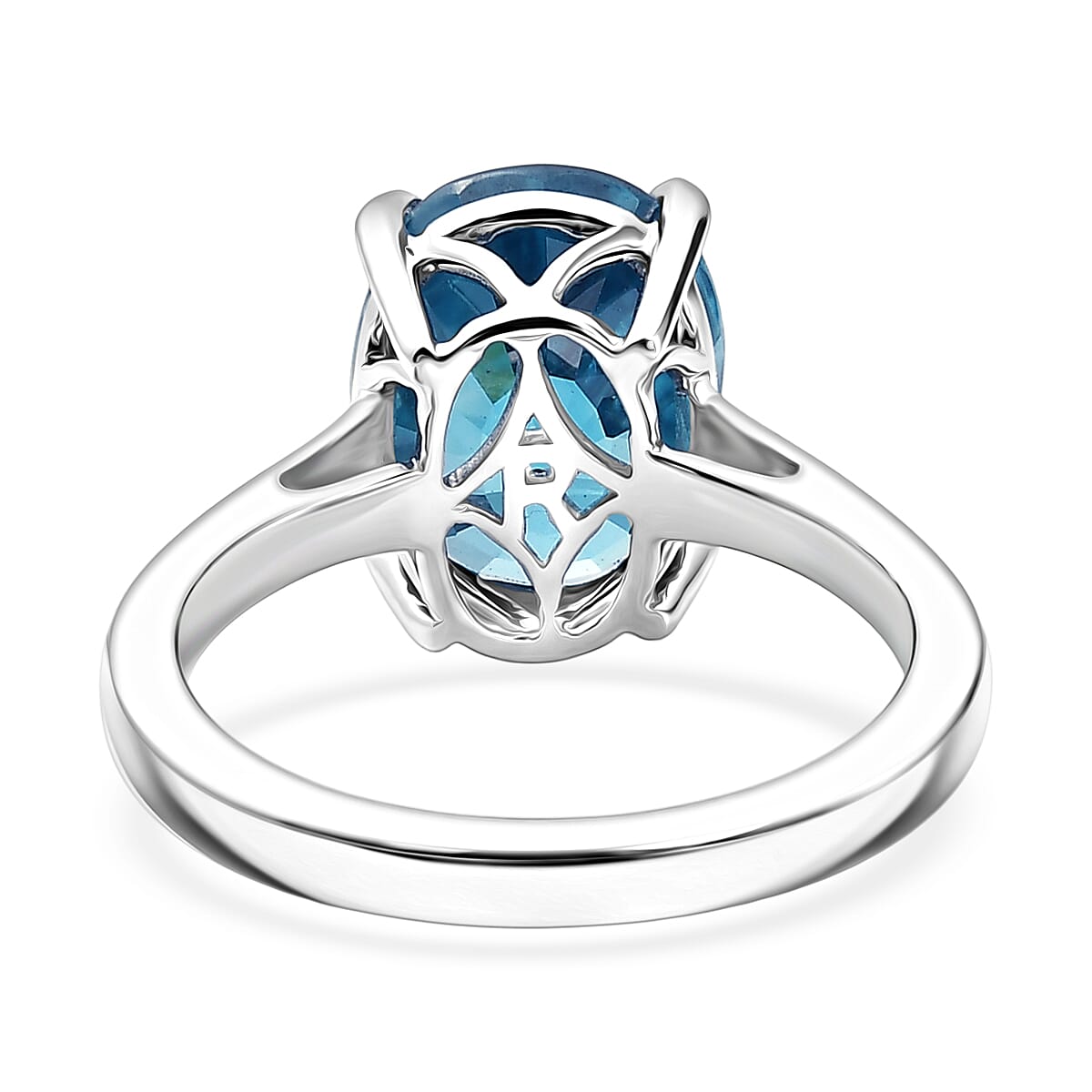 Rhapsody AAAA Cambodian Blue Zircon 8.00 ctw Classic Ring in 950 Platinum (Size  6.0)  6.25 Grams image number 4