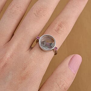 Multi-Tourmaline Ring in Silvertone (Adjustable) 0.30 ctw
