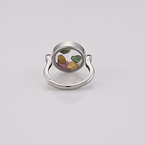 Multi-Tourmaline Ring in Silvertone (Adjustable) 0.30 ctw