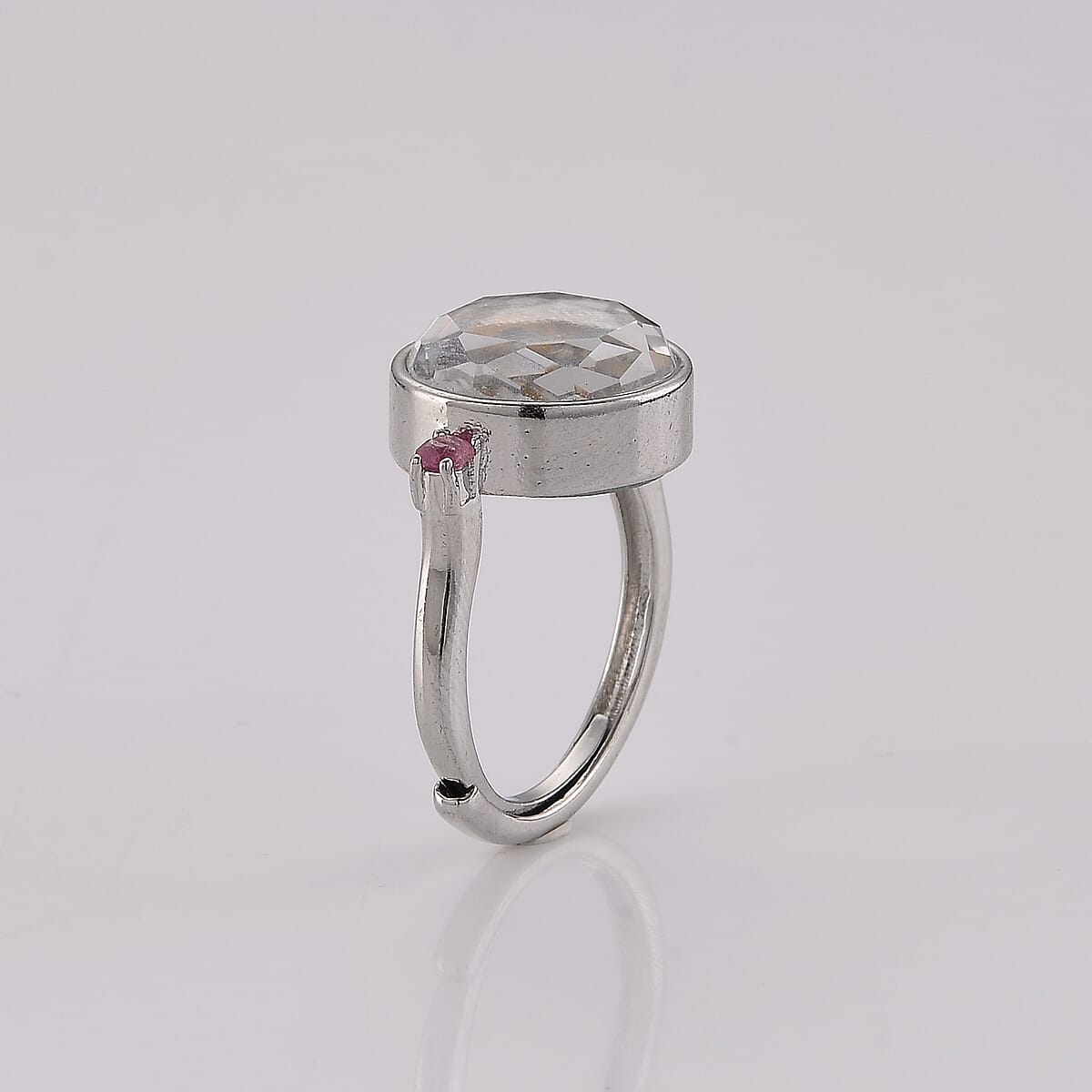 Multi-Tourmaline Ring in Silvertone (Adjustable) 0.30 ctw image number 3
