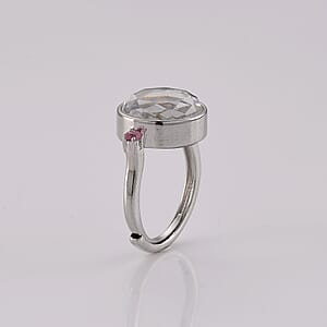 Multi-Tourmaline Ring in Silvertone (Adjustable) 0.30 ctw